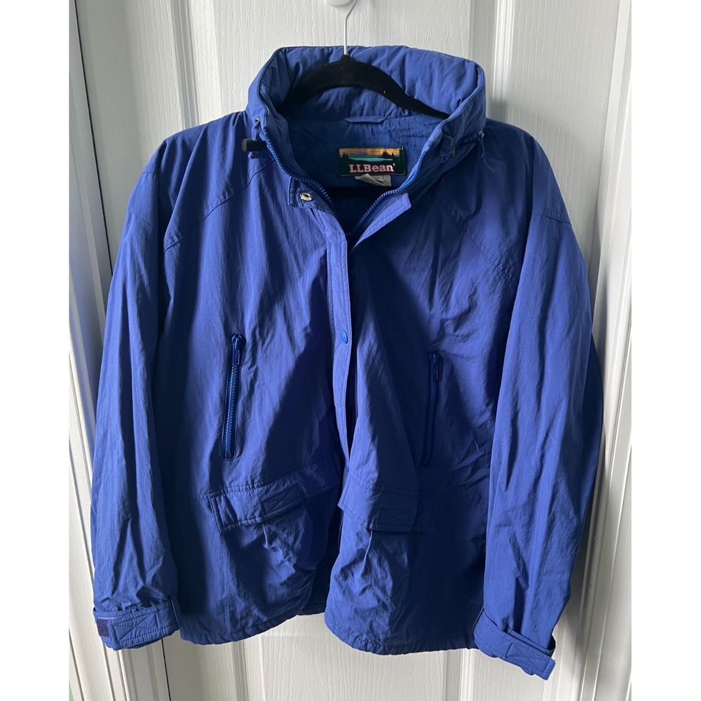 Vintage LL Bean Womens Jacket Full Zip Stowaway Removable‎ Hood Size L